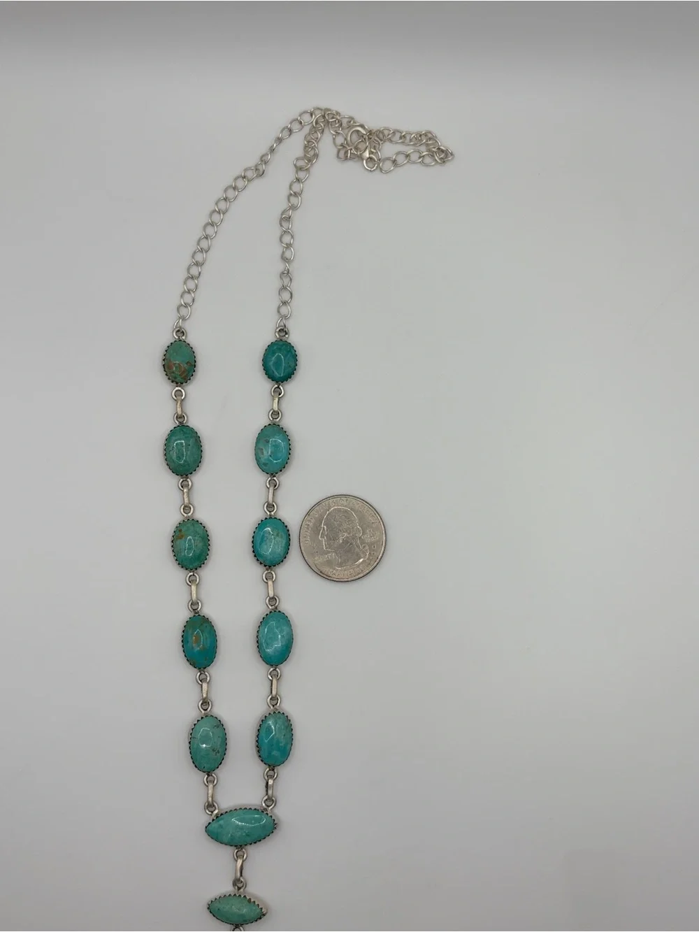 925 Sterling Silver Hachita Turquoise “Y” Necklace
